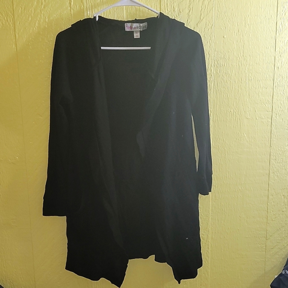 Black Hooded Cardigan
